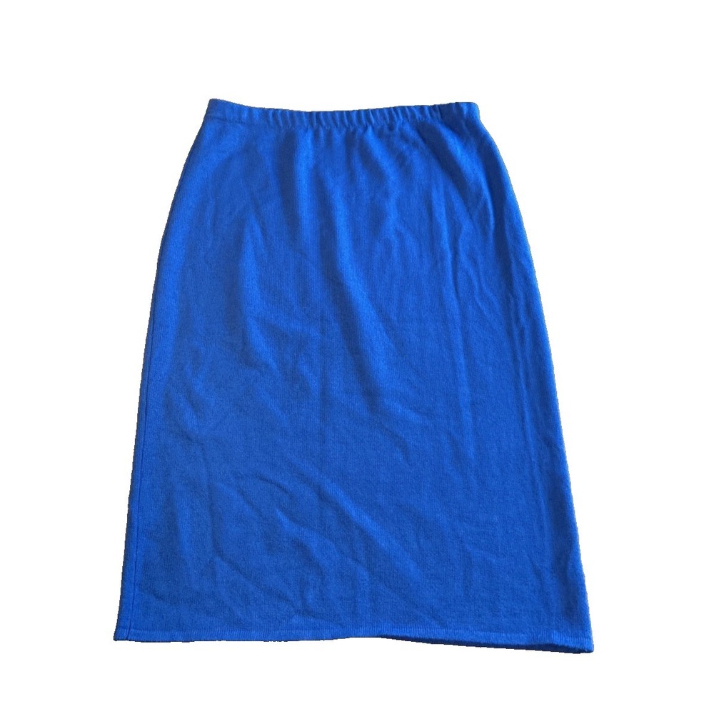 Women's Skirt Royal Blue XL Knitted Midi Pencilskirt Elastic Waist Office Vibes